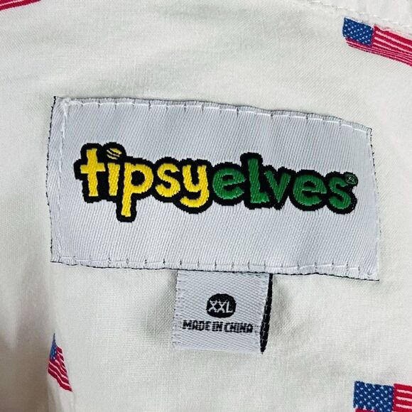 Tipsy Elves 2XL 4th of July Shirt Short Sleeve American Flags Red White Blue - Picture 3 of 4